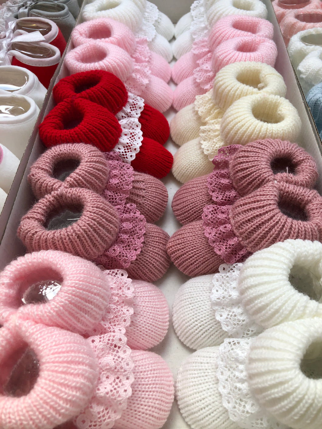 Frilly Knitted Newborn Booties