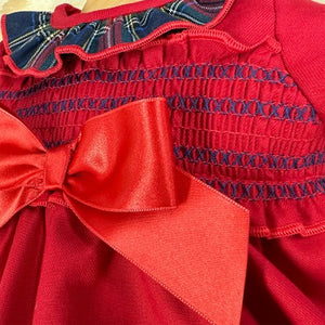 Baby Girls Tartan Smocked Puff Dress with Bloomers